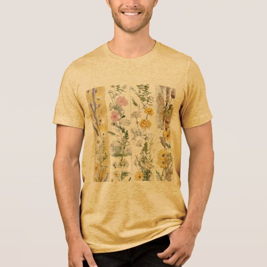 Beige Blumengestaltung mit Pinselstrich Tri-Blend Shirt (Vorderseite)