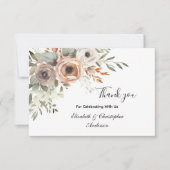 Beige Blumengrün Botanische Hochzeit Vielen Dank (Vorderseite)