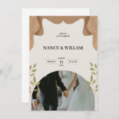 beige Blumenhochzeit Einladung (Vorne/Hinten)