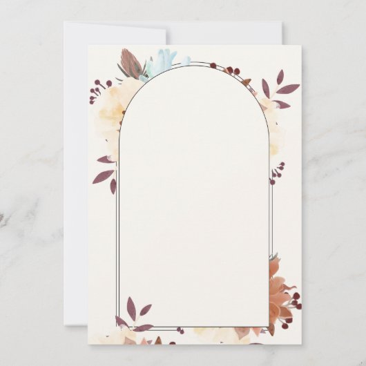 Beige Blumenkarte Save the Date Einladung (Rückseite)