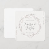 Beige Blumenkranz-Hochzeit Speichern Sie die Datum Einladung (Vorne/Hinten)