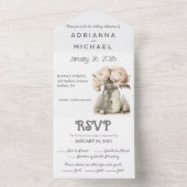 Beige Blumenmason in einer Hochzeitsfeier All In One Einladung (Innen)