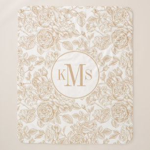 Beige Blumenmuster im Vintage-Rosenstil Sherpadecke