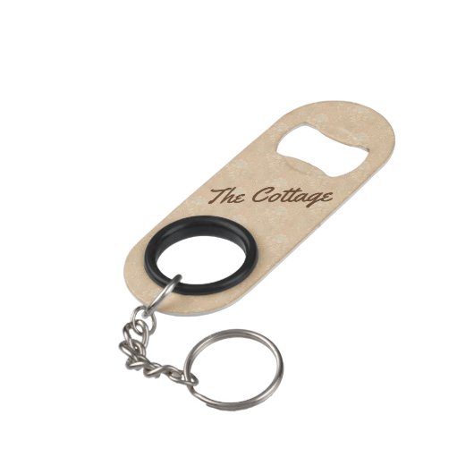 Beige Blumenurlaub Vermietung Hütte Hütten Gäste Mini Flaschenöffner (Rückseite Schrägansicht)