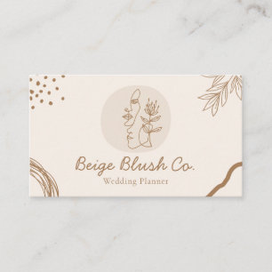 Beige Blush Beauty Brautpaar Hochzeitsplaner Visitenkarte