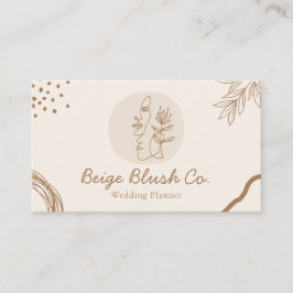 Beige Blush Beauty Couple Hochzeitsplaner Visitenkarte