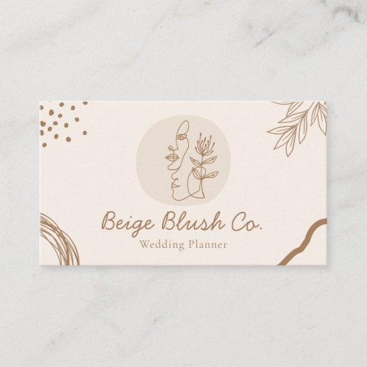 Beige Blush Beauty Couple Hochzeitsplaner Visitenkarte (Vorderseite)