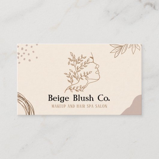Beige Blush Beauty Feminine Boutique Makeup Visitenkarte (Vorderseite)