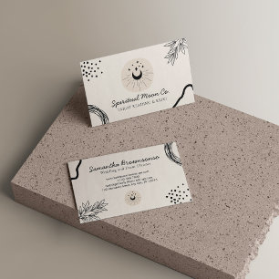 Beige Blush Black Moon Stars Spirituelles Reiki Visitenkarte