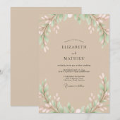 Beige Blush Blätterhochzeit Einladung (Vorne/Hinten)