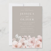 Beige & Blush Blues Schöne Designer Hochzeit Einladung (Vorderseite)