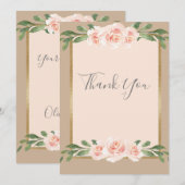 Beige Blush Blumenschrift Romantisches Elegant Dankeskarte (Vorne/Hinten)