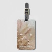 Beige Blush Boho Floral Gepäckanhänger (Vorderseite Vertikal)