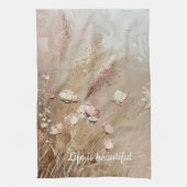 Beige Blush Boho Floral Geschirrtuch (Vertikal)