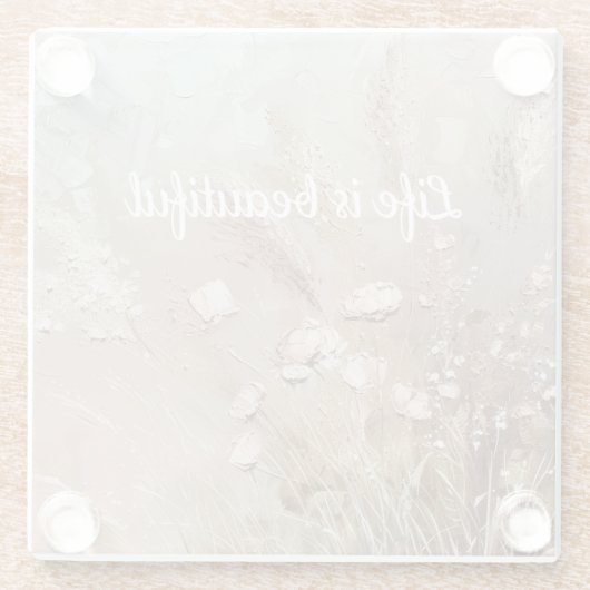 Beige Blush Boho Floral Glasuntersetzer (Rückseite)