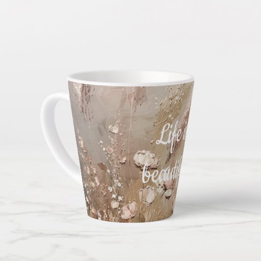 Beige Blush Boho Floral Milchtasse (Linke Ecke)