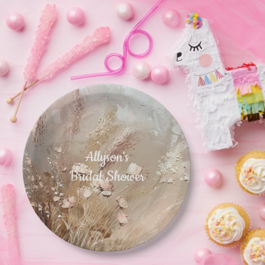 Beige Blush Boho Floral Pappteller (Party)