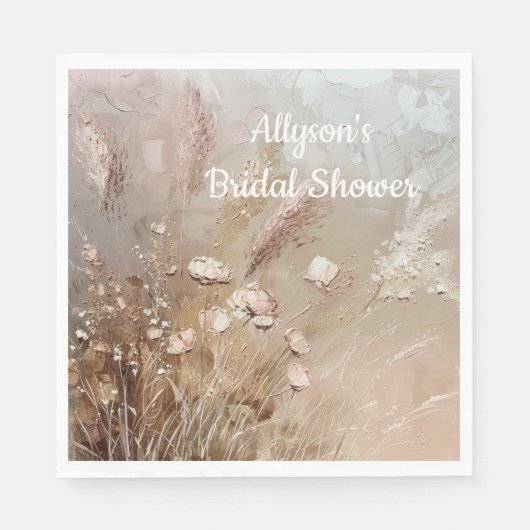 Beige Blush Boho Floral Serviette (Vorderseite)