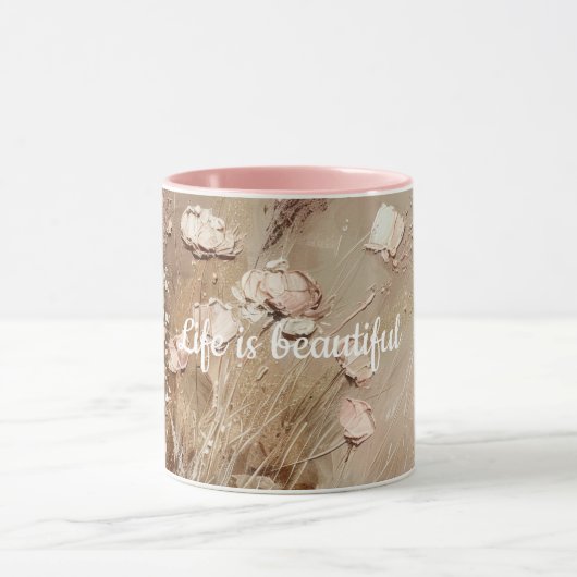 Beige Blush Boho Floral Tasse (Zentrum)