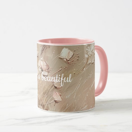 Beige Blush Boho Floral Tasse (VorderseiteRechts)