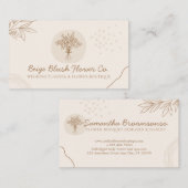 Beige Blush Calligraphy Wedding Blume Bouquet Visitenkarte (Vorne/Hinten)