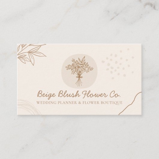 Beige Blush Calligraphy Wedding Blume Bouquet Visitenkarte (Vorderseite)