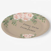 Beige Blush Floral Romantische Elegante Landschaft Pappteller (Schrägansicht)