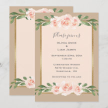 Beige Blush Floral Romantische Elegante Moderne Ho