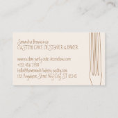 Beige Blush Fork Restaurant Koch Visitenkarte (Rückseite)