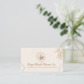 Beige Blush Hibisken Hochzeitkalligrafie Blume Visitenkarte (Stehend Vorderseite)