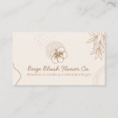 Beige Blush Hibisken Hochzeitkalligrafie Blume Visitenkarte (Vorderseite)