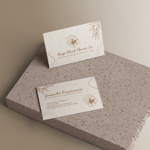 Beige Blush Hibisken Hochzeitkalligrafie Blume Visitenkarte