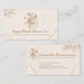 Beige Blush Hochzeitskalligrafie Chic Classy Blume Visitenkarte (Vorne/Hinten)