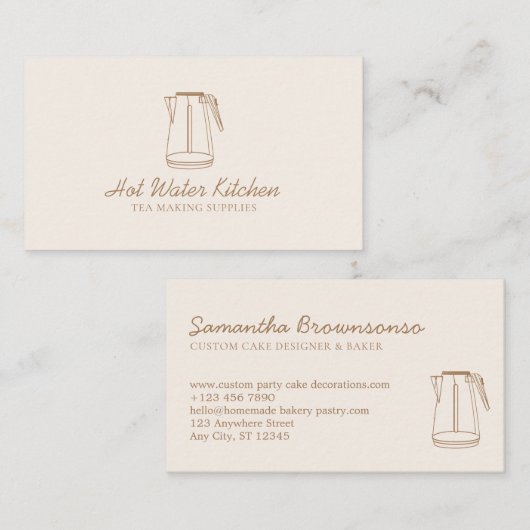 Beige Blush Kitchen Utensil Tea Bowler Visitenkarte (Vorne/Hinten)