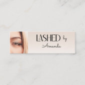  Beige Blush Lashed Minimal Script Photo  Mini Visitenkarte (Vorderseite)