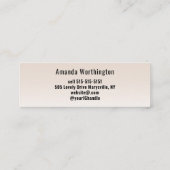  Beige Blush Lashed Minimal Script Photo  Mini Visitenkarte (Rückseite)