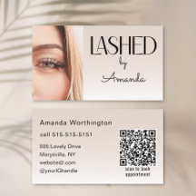 Beige Blush Lashed Minimalist Photo QR Code