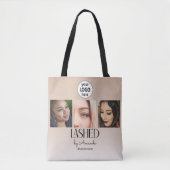 Beige Blush Lashed Minimalist Script Photo Logo Tasche (Vorderseite)