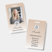 Beige Blush Minimal Elegant Photo Lashes Ausweis (Vorder- & Rückseite)