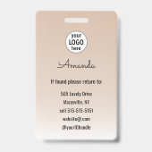 Beige Blush Minimal Elegant Photo Lashes Ausweis (Rückseite)