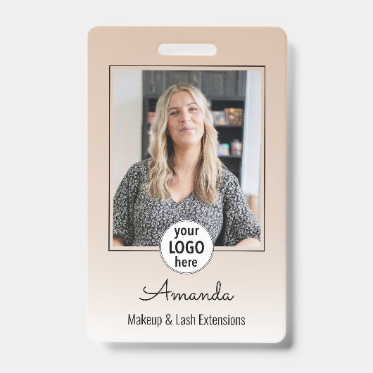 Beige Blush Minimal Elegant Photo Lashes Ausweis (Vorderseite)