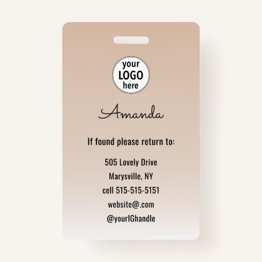 Beige Blush Minimal Elegant Photo Lashes Ausweis (Rückseite)