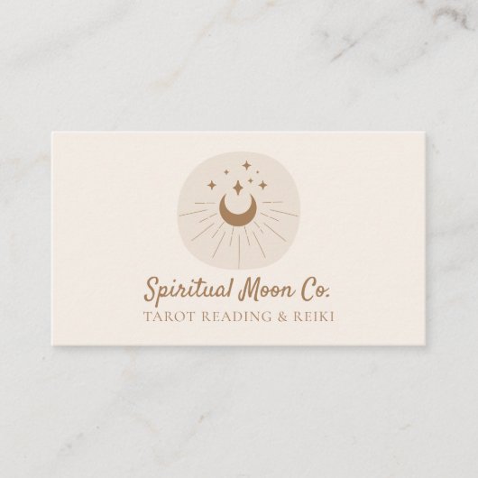 Beige Blush Moon Stars Spirituelles Reiki Tarot Visitenkarte (Vorderseite)