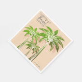 Beige Blush Palm Tree Bridal Shower Custom Name Serviette (Ecke)