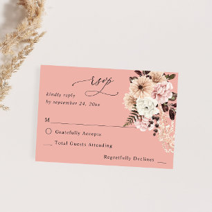 Beige & Blush Rosa Rustikal ohne Mahlzeit RSVP - P Karte