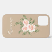 Beige Blush SerenityRomantische Aquarelltypografie Case-Mate iPhone Hülle (Rückseite (Horizontal))
