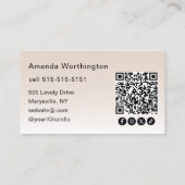 Beige Blush Wimpern Foto QR-Code Social Icons Visitenkarte (Rückseite)