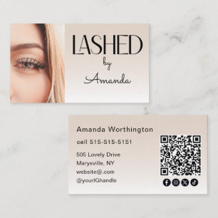 Beige Blush Wimpern Foto QR-Code Social Icons Visitenkarte