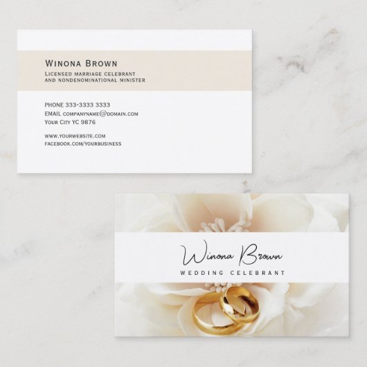 Beige Blüte Visitenkarte (Vorne/Hinten)