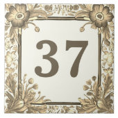 Beige Blütenblumen Zollnummer Unterschrift Fliese (Vorderseite)